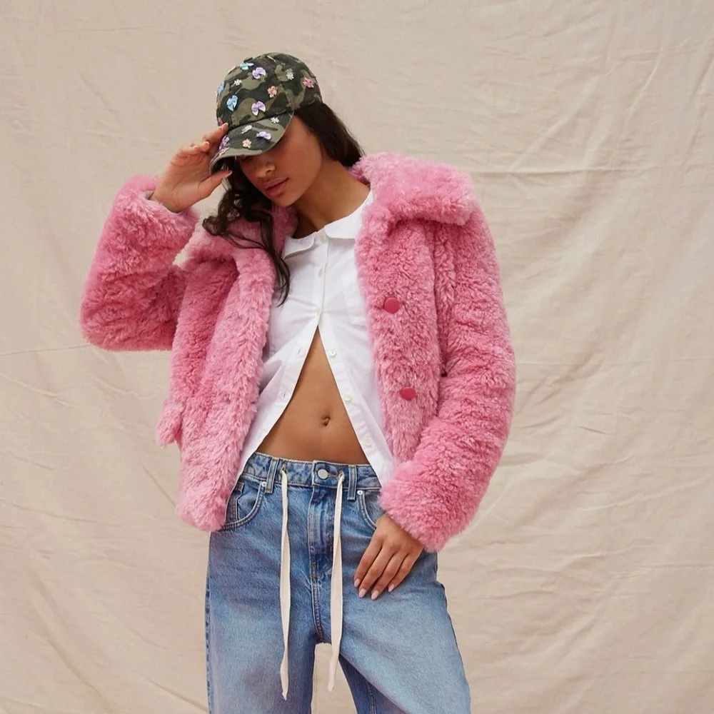 Kimchi Blue UO Olive Faux Fur Coat - Picture 1 of 5